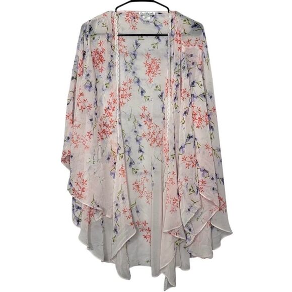 |EUC| LINEA DONATELLA Beautiful Watercolor Floral Sheer Duster - Picture 1 of 5